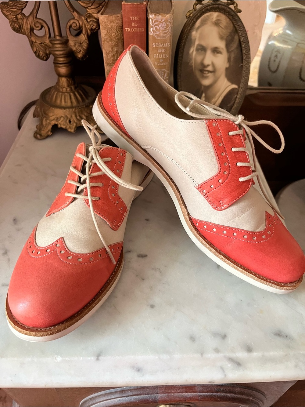 Women’s Amalfi Coral and Cream Wingtip Oxfords